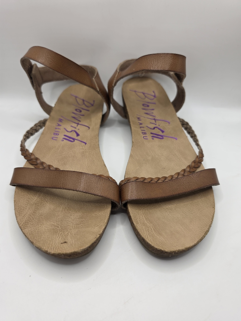 Blowfish Malibu Women's Tan Brown Strappy Vegan Flat Braided Sandals